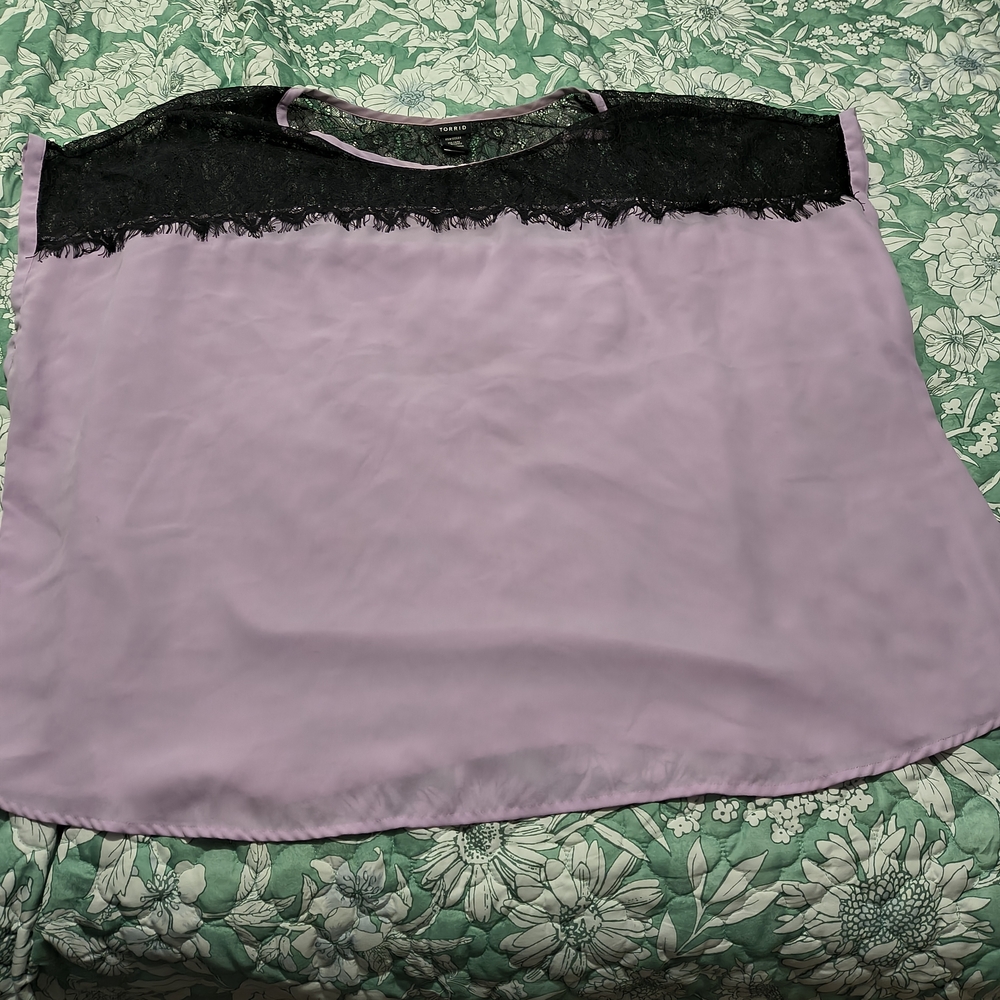Torrid Lavender and Black Lace Blouse